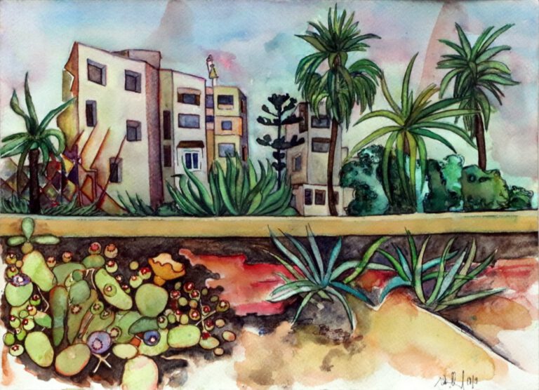 Blick vom Strand, 2020, Aquarell, 25 x 35 cm