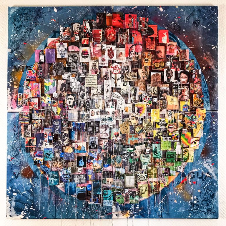 Stephanie-Hüllmann_Sacrum-Silentium_2024_132x132cm_Assemblage-Bibel-Blattgold